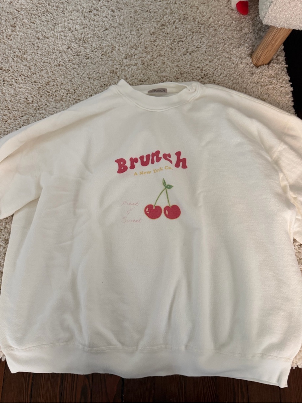 BRUNCH limited Cream Sweatshirt with Cherry Graphic